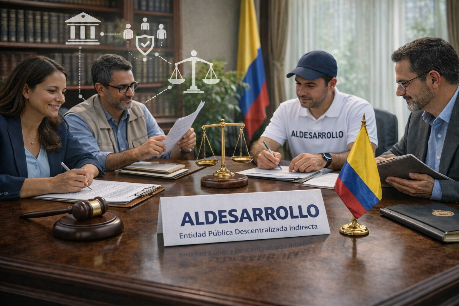 Equipo de ALDESARROLLO analiza documentos bajo su marco jurídico como entidad pública descentralizada en Colombia