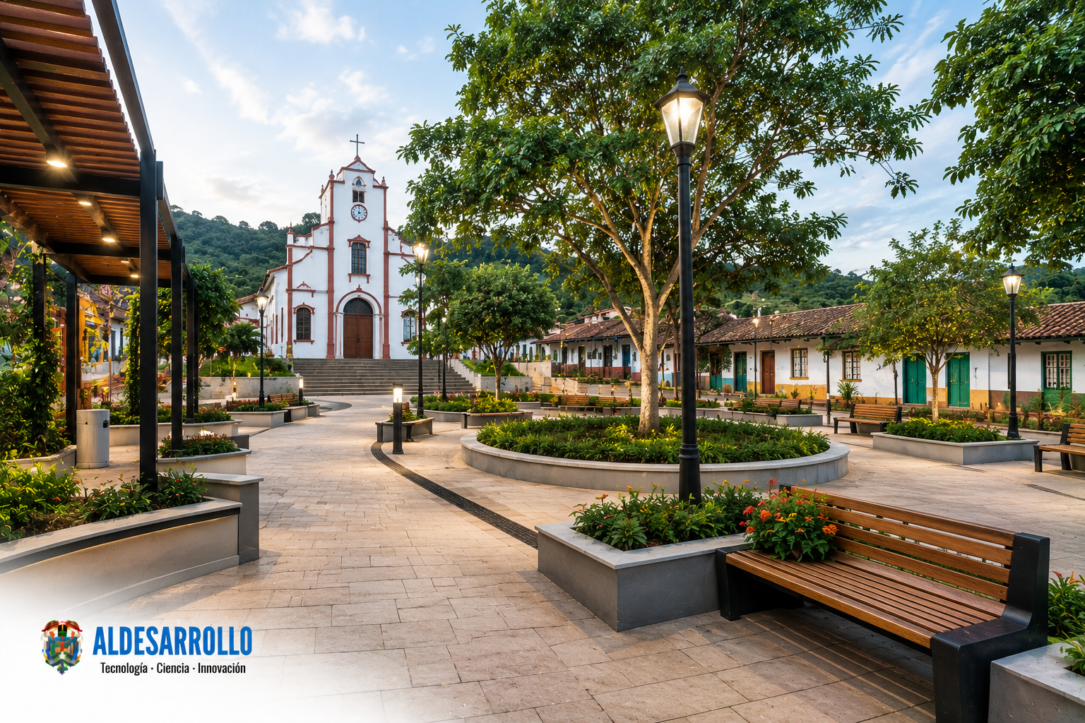 ALDESARROLLO impulsó mejoramiento del parque principal de Santa Helena del Opón con recursos de regalías