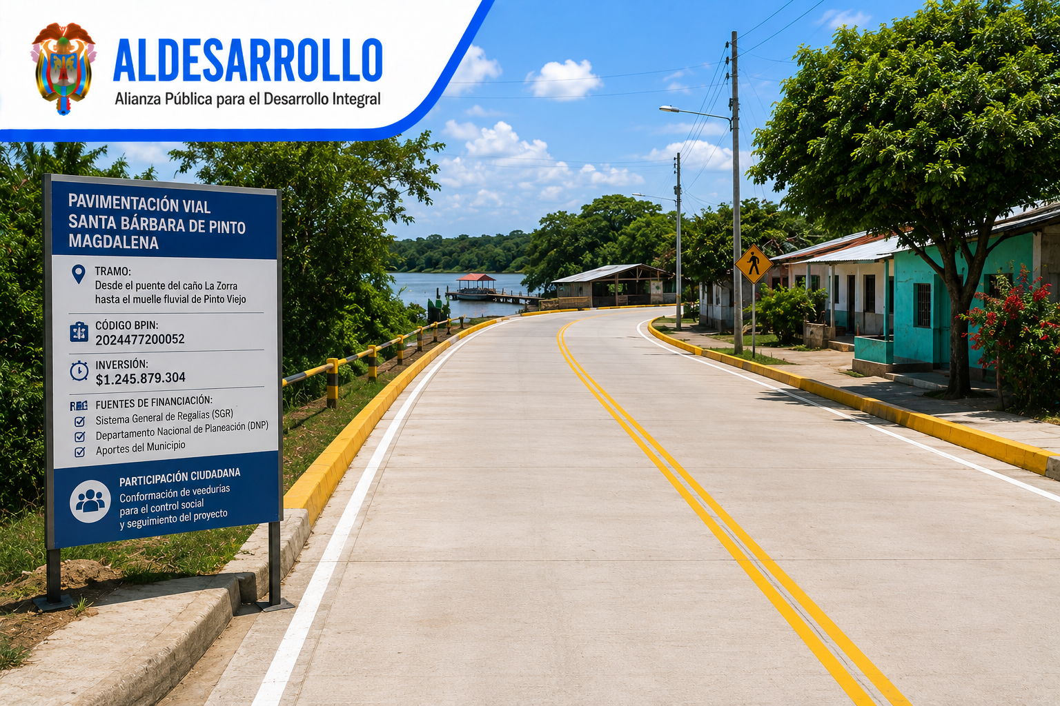 ALDESARROLLO impulsó pavimentación vial en Santa Bárbara de Pinto con inversión de $1.245 millones